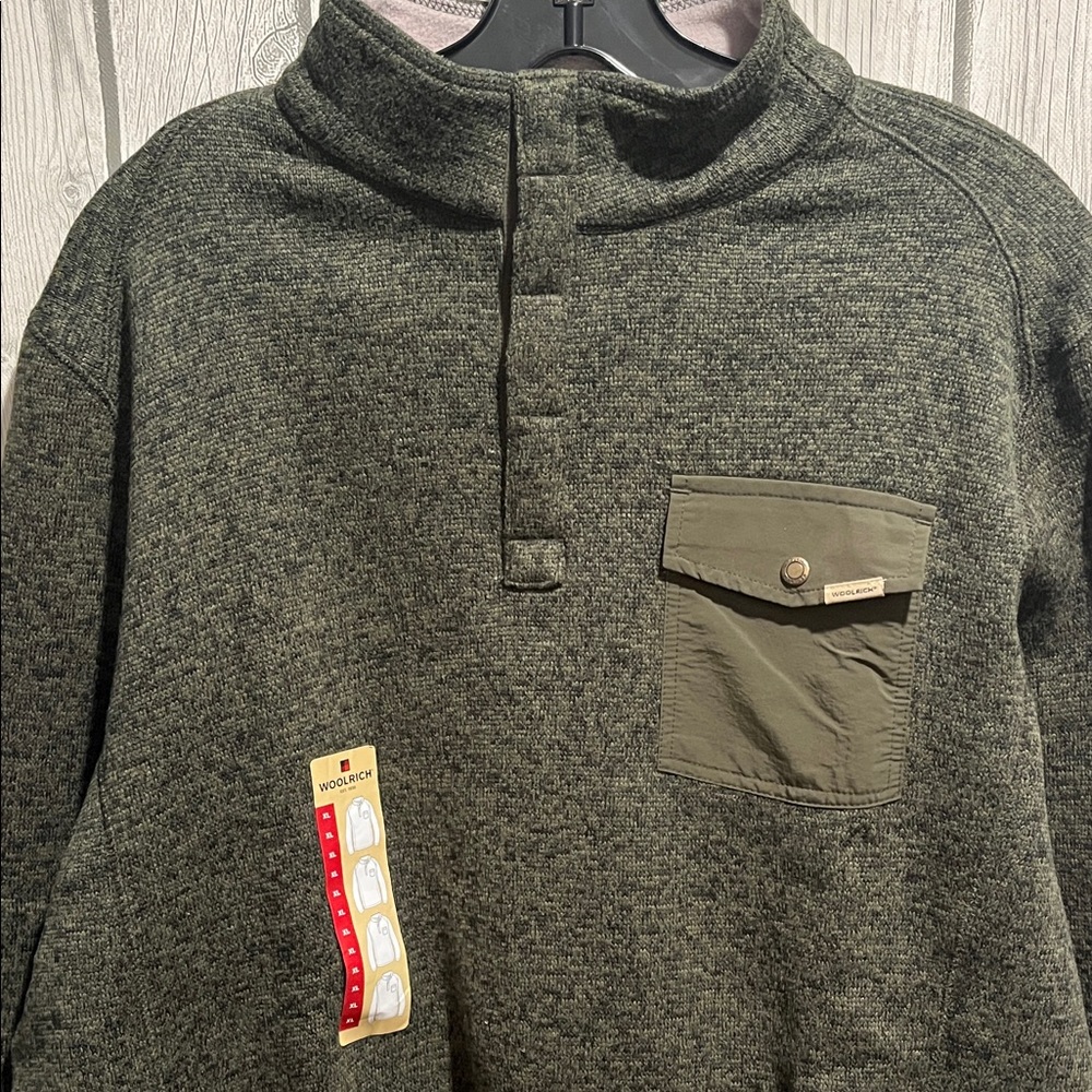 NWT  comfort🔥 NWT Woolrich Men's Drifter Green Quartet Zip Sweater (XL)